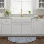 Super Area Rugs Farmhouse Braided Cotton Rug, Blue & White, 20"X40" Half Circle. Fixed Price $48.19.