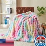 Rynghipy Faux Fur Throw Blanket Tie Dye Colorful Rainbow For Couch Plush. Fixed Price $97.35.