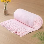 Vonty Pink Knitted Blanket With Tassels Fringe 60" X 80", Super Soft Thr.... Fixed Price $37.15.