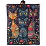 Boho Cat Blanket, Cozy Flannel Colorful Patterned Kittens Throw Soft.... Fixed Price $81.89.