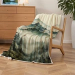 50X60 Inch Misty Forest Fleece Blanket Soft Warm Nature Mountain Throw Green. Fixed Price $33.20.