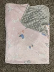 Daysu Reversible Pink Puppy Dog Print /gray Minky Baby Blanket Htf. Fixed Price $49.99.