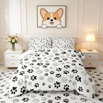 Manfei Dog Paw Comforter Set Full Size White And Black Animal Footprint. Fixed Price $70.47.