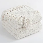 Blanket For Couch, White Luxury Knitted Throws 50"X60", Textured Blanke.... Fixed Price $64.61.