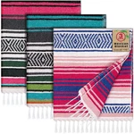 Oudain 3 Pack Mexican Blankets 45 70 Inch Cotton Woven Serape Throw Blanket.... Fixed Price $70.71.