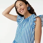 Nwt J Crew Tiered Cotton Dobby Dress In Cape Stripe Pockets! Sz Tall. Fixed Price $69.99.