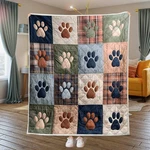 Dog Paw Print Quilt Blanket Cozy Pet Throw Lover Memorial Gift For Mom. Fixed Price $46.95.