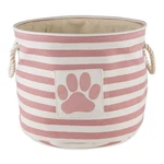 Bone Dry Pet Storage Collection Striped Paw Patch Bin, Small Round, Rose. Fixed Price $27.99.