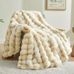 Bedelite Faux Fur Throw Blanket For Couch, Decorative Tie-dye Khaki Plush Bubble. Fixed Price $80.14.