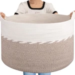Oiahomy 125L Extra Large Blanket Basket, 25" 16", Jumbo Laundry Hamper, Cot.... Fixed Price $68.77.