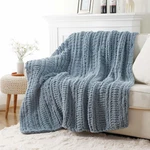 Cozy Bluish Grey Chunky Knit Throw Blanket For Couch & Bed, 50"X60. Fixed Price $94.99.