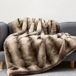 Eikei Luxury Faux Fur Oversized Throw Blanket Afghan Reversible Tan Ombre New. Fixed Price $96.00.