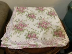 Laura Ashley Cottage Roses King Quilt 100 X 90" Floral Stripe Reverse Scalloped. Fixed Price $129.99.