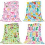 Mixed 4 Pcs Easter Bunny Eggs Flannel Throw Blanket 50X60 Inch Floral Warm. Fixed Price $60.36.