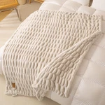 Double Sided Faux Rabbit Fur Throw Blanket 50 60 Grey Ivory Lightweight Yusoki. Fixed Price $124.99.