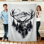 Deer Mountain Forest Flannel Blanket Soft Cozy Tapestry Napping Travel Use. Fixed Price $31.27.