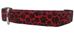 Black Paws Red Dog Collar Buckle Or Martingale With Leash Set Option. Fixed Price $13.95.
