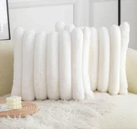 Neelvin Cream White Faux Fur Cozy Soft Striped Decorative Throw Pillow Covers.... Fixed Price $41.75.