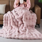 Pink Fluffy Faux Fur Throw Blanket For Bed Couch Living Room Fuzzy Bubble Coz.... Fixed Price $81.89.