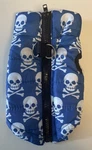 Droolingdog Pet Coat Puffer Warm Winter Jacket Sz Xs - Blue W/ White Skulls. Fixed Price $12.00.