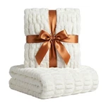 Soft Faux Rabbit Fur Throw - 50" 60", Elegant Ruched Design Blanket.... Fixed Price $77.70.