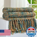 Ginamuse Multi-color Gold Green Cable Woven Throw Blanket For COUCH,50"X60" Boho. Fixed Price $59.87.