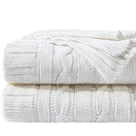 Ntbay 100% Pure Cotton Cable Knit Blanket, Super THROW(51"X67"), White. Fixed Price $51.99.