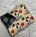 Dog Fleece Blanket New Medium 28" X 46" Wood You With Black Tartan Print. Fixed Price $30.00.
