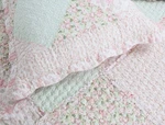 Romantic Chic 100% Cotton Quilt Set : Cozy Pink Green Patch Shabby Rufffle. Fixed Price $99.45.