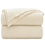 Longhui Bedding Cream Cotton Cable Knit Throw Blanket For Couch Sofa Bed, Hom.... Fixed Price $61.57.