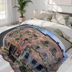Fleece Blanket - Nyc Charming Brooklyn Heights Street Scene Painting. Fixed Price $31.00.