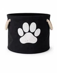 Dog Toy Basket-bone Dry Round Paw Print Storage Black Polyester. Fixed Price $18.88.