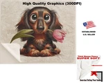 Digipups Dachshund Long Haired Dog Pink Tulip Cartoon Sherpa Fleece Blanket. Fixed Price $58.95.