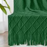 Inhand Knitted Throw Blanket For Couch Bed, Soft 50"X60", Sand Gold Green. Fixed Price $32.19.