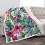 Jekeno Cactus Flower Sherpa Blanket Smooth Soft Print Throw For Sofa. Fixed Price $25.99.