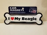 Imagine This Bone Car Magnet, Love My Beagle, 2-INCH By 7-INCH. Fixed Price $10.49.