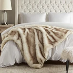 Faux Fur Throw Blanket - Ultra Long Pile, Luxury Fluffy Fox Golden With Brown Ti. Fixed Price $94.22.