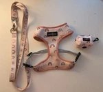 Lucy & Co Pink Rainbow Cloud Dog Harness And Leash Reversible Medium Poop Bag. Fixed Price $35.00.