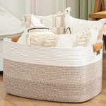 Danpinera Blanket Basket, 72L Woven Storage With Leather Handle, Eco-f.... Fixed Price $33.11.
