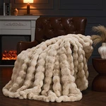 Pluushuu Faux Fur Throw For Couch, Fluffy Fuzzy Plush Bubble Blanket,.... Fixed Price $44.75.