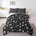 Manfei Full Size Dog Paw Print Comforter Set - Black White Animal Foot Bed. Fixed Price $75.33.