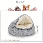 Cat Bed Cave Round Plush Fluffy Hooded Donut Self Warming Pet Dog. Fixed Price $11.99.