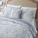 Laura Ashley Amberley Blue Floral Cotton 3PC Twin Quilt Set. Fixed Price $65.99.