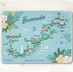 Bermuda Illustrated Map Fleece Sherpa Blanket Island Throw, Cozy Warm Rug. Fixed Price $57.81.