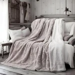 Dada Bedding Faux Fur Throw Blanket - Farmhouse Lavender Grey, Geometric Embo.... Fixed Price $62.18.