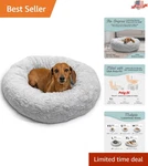 Calming Donut Dog Bed - Lux Faux Fur For Small Pets (23 ). Fixed Price $35.33.