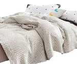Meju Grey Checks Striped Triange Muslin Reversible Summer Blanket For Bed Sof.... Fixed Price $68.44.