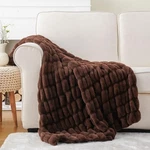 Battilo Home Chocolate Brown Faux Fur Throw 50"X60",. Fixed Price $117.17.