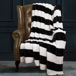 Ntbay Flannel King Blanket, Super Soft With Black And White Striped Printed Bed. Fixed Price $46.99.