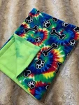 Dog Fleece Blanket New X Large 47" 58" Tie Die Paw Print W/green. Fixed Price $50.00.